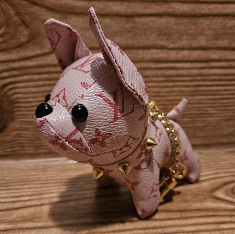 Pink Frenchie dog bag charm/keychain Designer Inspired - Picture 2 of 8